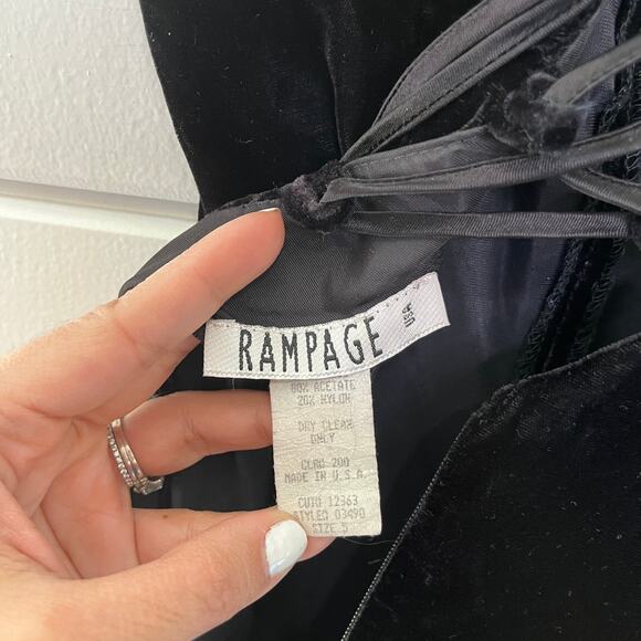 Vtg 90s Velvet Mini Bodycon Dress Sleeveless Lace Up Back Goth Dark Punk Short 5 - Picture 8 of 9